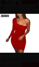 Load image into Gallery viewer, Women's Casual Basic One Shoulder Tank Top Bodycon long sleeve sleeveless Mini Club Dress