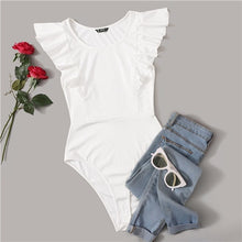 Load image into Gallery viewer, SHEIN Ruffle Armhole Solid Bodysuit