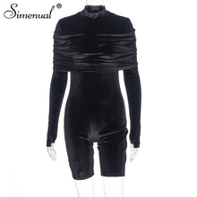 Load image into Gallery viewer, Skinny Fashion Velvet Black Rompers