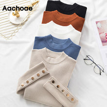 Load image into Gallery viewer, Autumn Women Long Sleeve Pure Slim Sweater