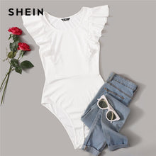 Load image into Gallery viewer, SHEIN Ruffle Armhole Solid Bodysuit